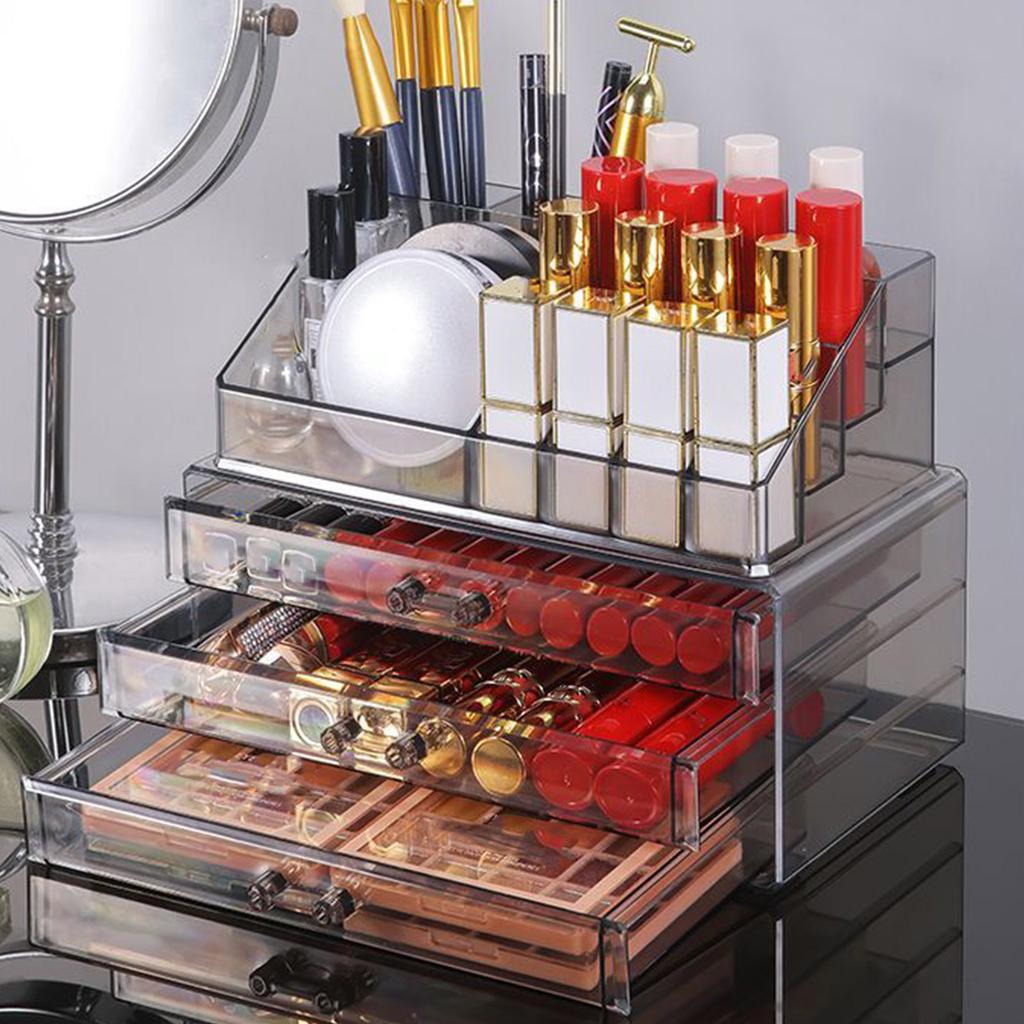 Spacious Makeup and Jewelry Organiser Box with Drawers Women Accessories Holder for Bathroom Vanity Or Countertop Use