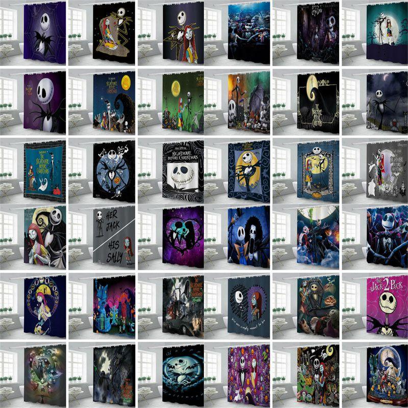 Vibrant And Colorful The Nightmare Before Christmas Shower Curtain With Hooks For Bathrooms