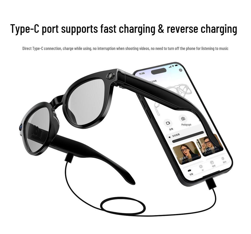 MT3 AI Smart Glasses: 8MP Camera for HD Photo/Video, AI Object Recognition