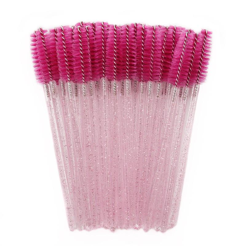 Crystal Handle Disposable Eyelash and Eyebrow Brush - 50 Pack Spiral Comb for Extensions