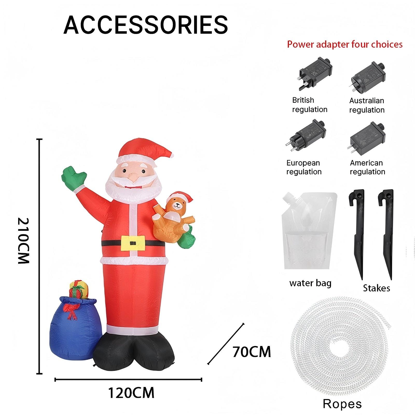

6.9ФТ Надувная игрушка Дед Мороз Мешок с подарками Плюшевый мишка Рождество Двор Газон Вечеринка Украшение Светодиодная подсветка Рождество Домашние принадлежности Украшения Подарки UK