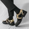 Luxury New Designer Men's Gold Silve Black Mixed Lace Up Fashion Patent Leather Shoes Formal Wedding Dress Homecoming Footwear