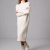 Ribbed Turtleneck Knitted Dress Women Autumn Winter Basic Long Sleeve Sweater Dress Woman Solid Color Long Dresses Female