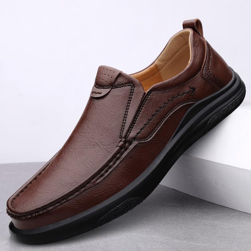 Men Casual Leather Shoes Slip On Genuine Leather Men's Casual Shoes  Summer Men Shoes Handmade Natural Leather Men Loafers