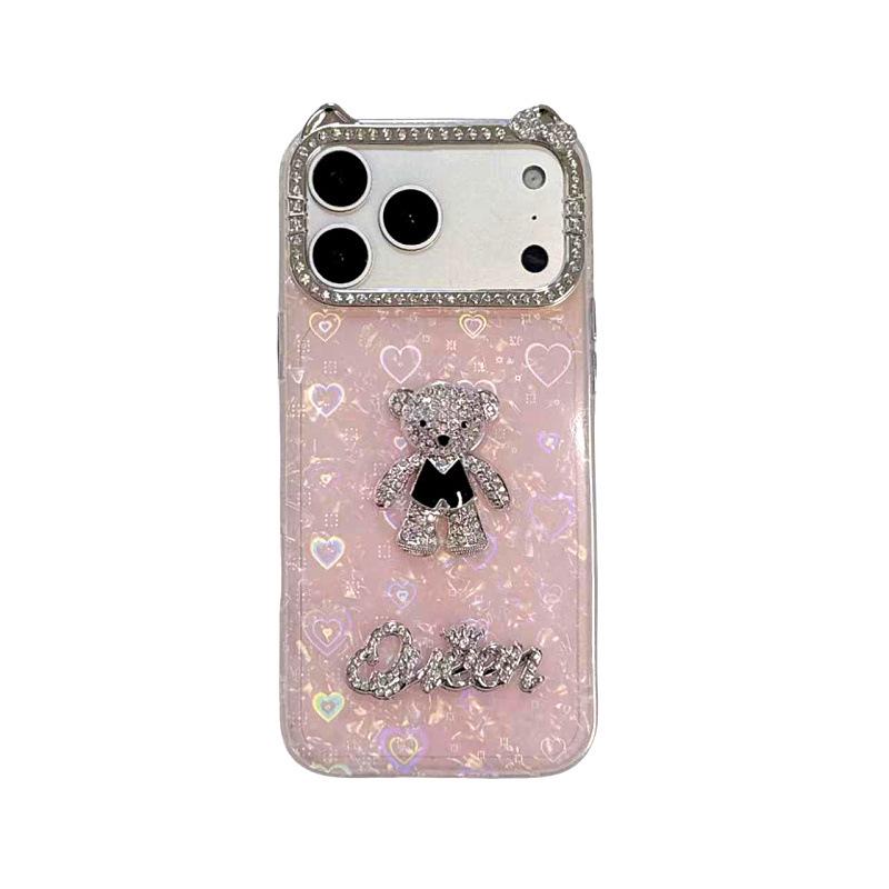 Rhinestone iPhone Case for Apple 17 Pro Max, 16 Pro, 15/13, and 14 - Little Bear & KT Design