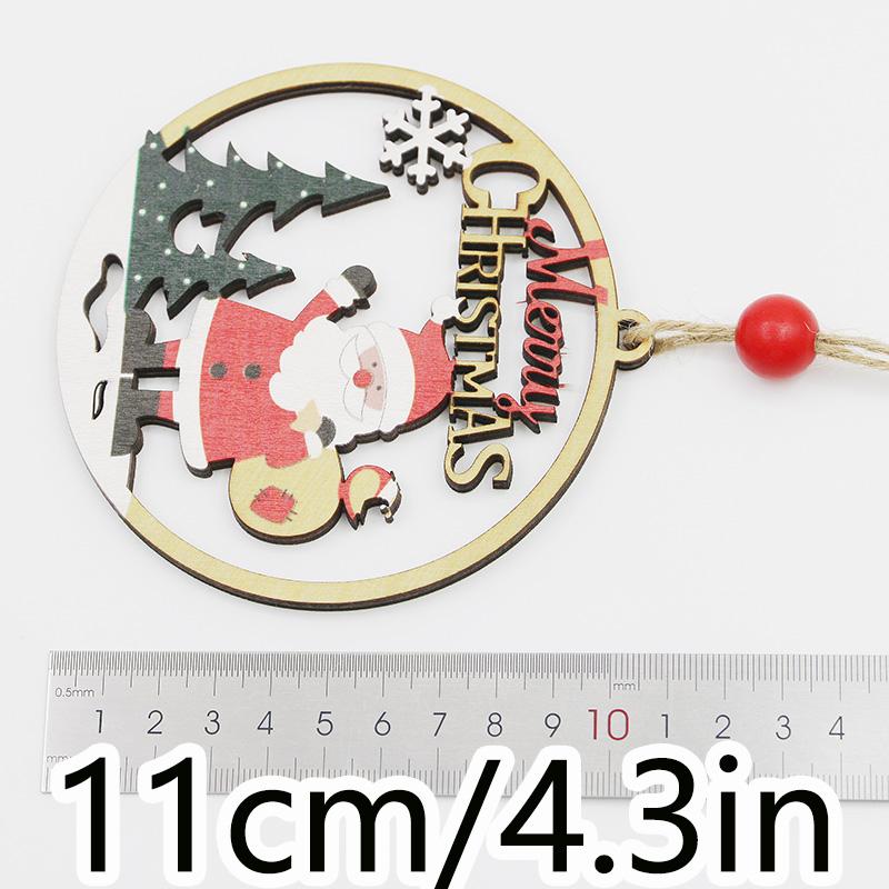 (2 Pcs/pack) 11cm Christmas Wooden Hollow Pendant Christmas Tree Ornament Merry Christmas Pendant DIY Festival Decoration