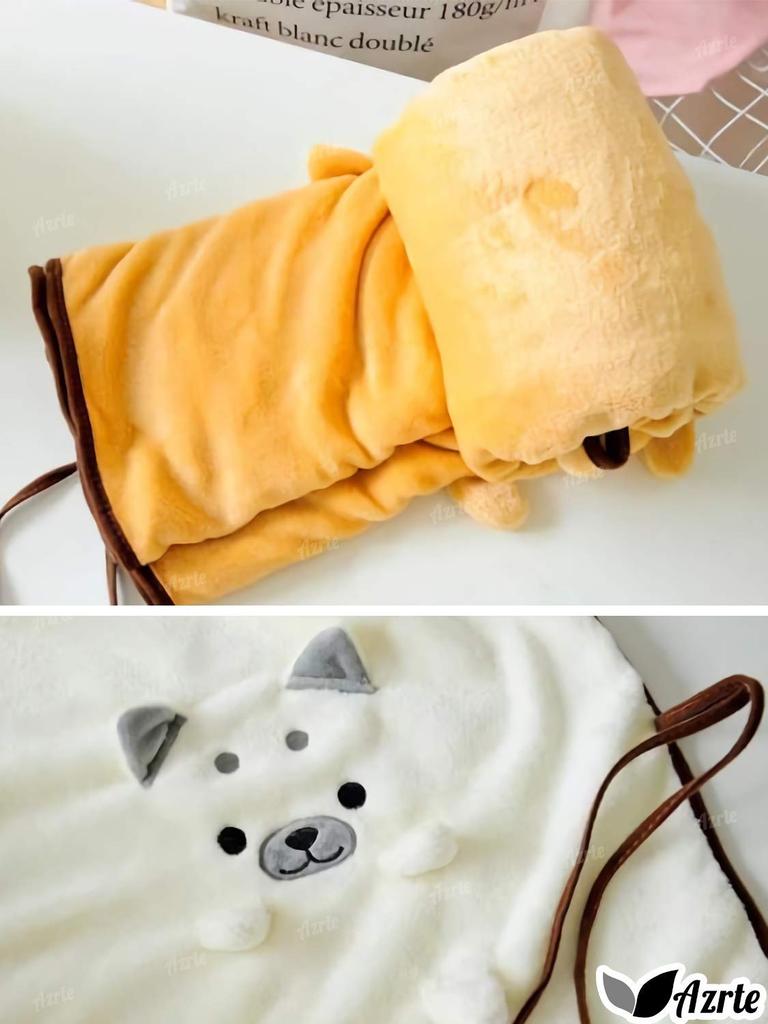 Azrte Warm Dog Blanket with Ribbon, Perfect for Naps and Pillows, Size 168, White