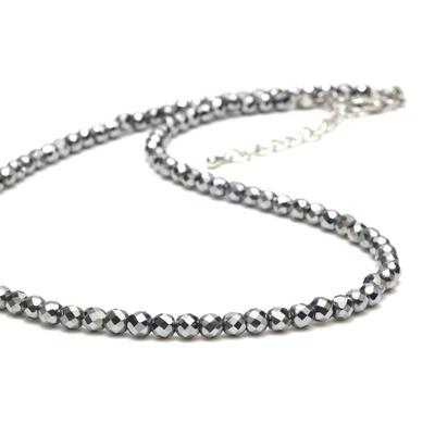 Terahertz Necklace 4mm 60cm Diamond Cut Hook Stainless Steel Guaranteed Authenticity Terahertz Ore Rough Power Stone Natural Stone Health Accessory