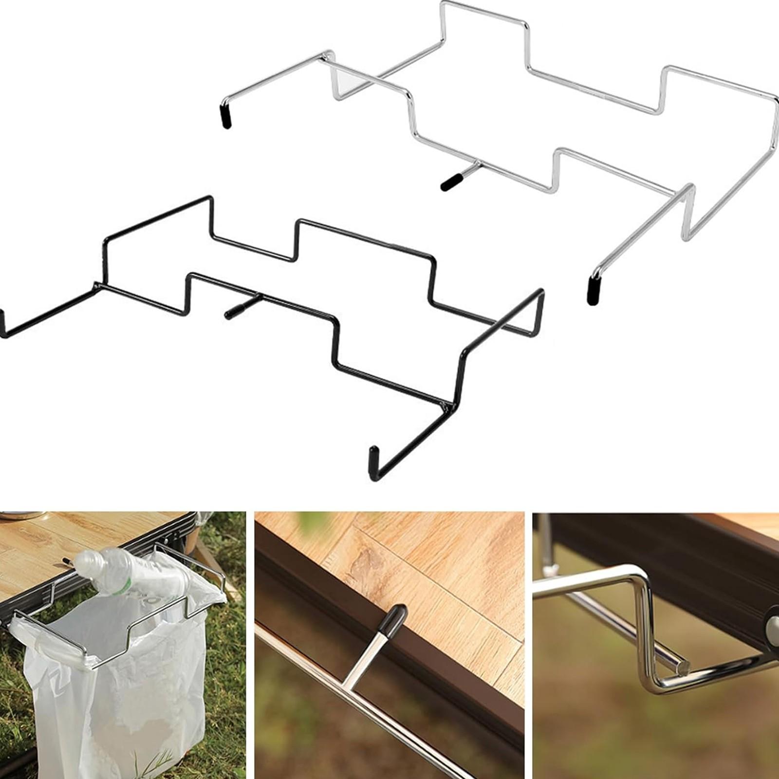 

Kitchen Household Garbage Hanging Organizer Outdoor Stainless Steel Iron Outdoor Camping Picnic Garbage Bag Holder One Size чорний