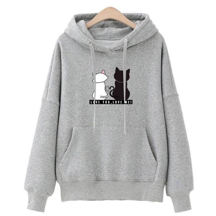 Women Casual Winter Hoodies Baggy Pullover Sweatshirt Tops Perfect DLWomen Cat Jumper Aominuo
