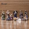 Indoor Creche Display 11 Pcs Christmas Nativity Scene Set, Resin Mini Figurines Tabletop Decor, Centerpieces Holy Family Angel Shepherd Animals