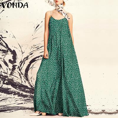 Summer Women's Fashion Print Strap Holiday Long Dress Sleeveless Bohemia Beach Wide Leg Casual Loose Maxi Dresses Plus Size Vestidos