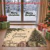 1pc, 2D Flat Printing, Retro Christmas Theme Holiday Greeting Living Room Rug, Colorful And Non-Slip, Machine Washable Carpet, Suitable for Home Decor