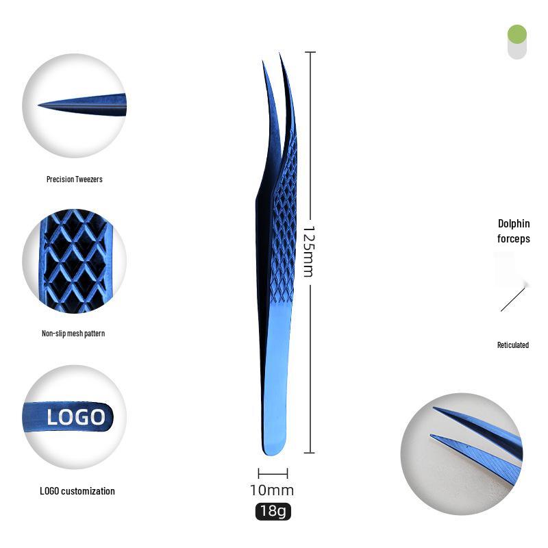 Golden Feather Stainless Steel Eyelash Tweezers for Grafting and Extensions