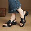 New Women's One-word Sandals Casual Black High-heeled Sandals Women's Thick-soled Non-slip Summer Square Heel Round Head Foot Cover