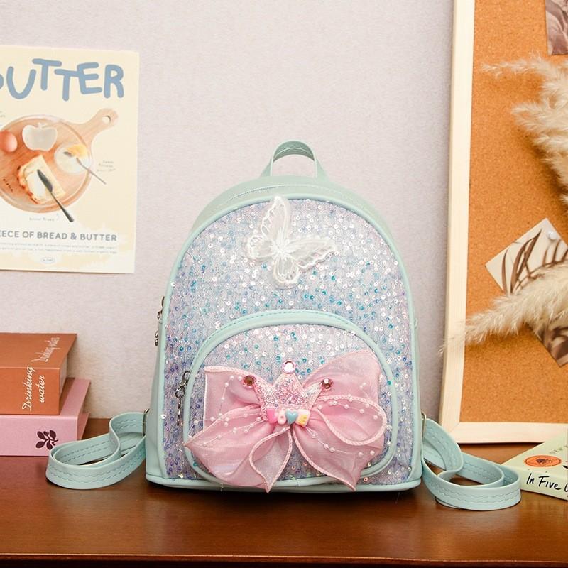 Prinzessinnen-Rucksack für Kinder mit Satin-Schmetterlingsschleife für die Schule und den Kindergarten