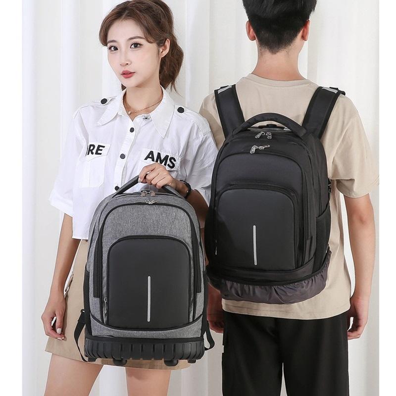 Unisex 18 Inch Wheeled Rolling Backpack for Students Travel Durable Luggage Bag