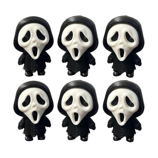 Scream Ghost Face Ornament 3D Printed Ornament, Mini Desktop Statue for Halloween Compact Decor Decoration, Funny Skeleton Figurine Home Office Shelf
