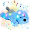 Hopearl LED Musical Stuffed Puppy Lighting Up Singing Plush Dog Adjustable Volume Lullaby Animated Soothe Birthday Festival for Kids Toddler Girls,