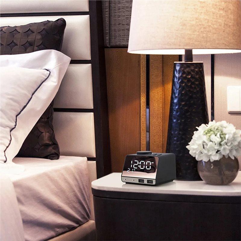 Home Decor Table Clock Alarm Clock Speaker With 2 USB Ports Bluetooth 4.2 Radio LED Digital Alarm Clock