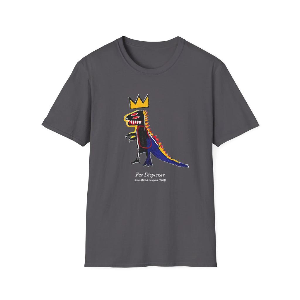 Basquiat T-Shirt Pez Spender 1984 Jean-Michel Basquiat Originalgemälde Unisex Softstyle T-Shirt Kunstliebhaber Einzigartige Dinosaurier-Grafik