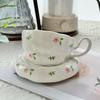 Shangqi Hand-painted Floral Ceramic Coffee Cup and Saucer Set