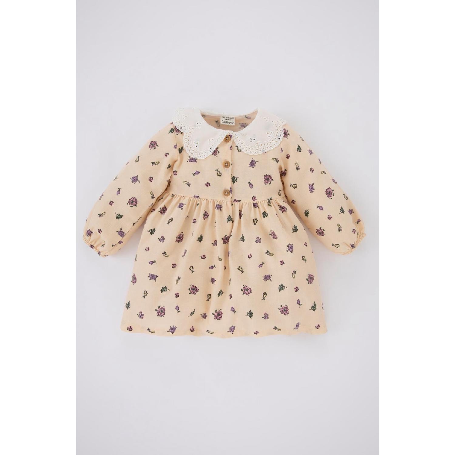 

Платье из твила с длинными рукавами и цветочным принтом Baby Baby 2-3 Yaş