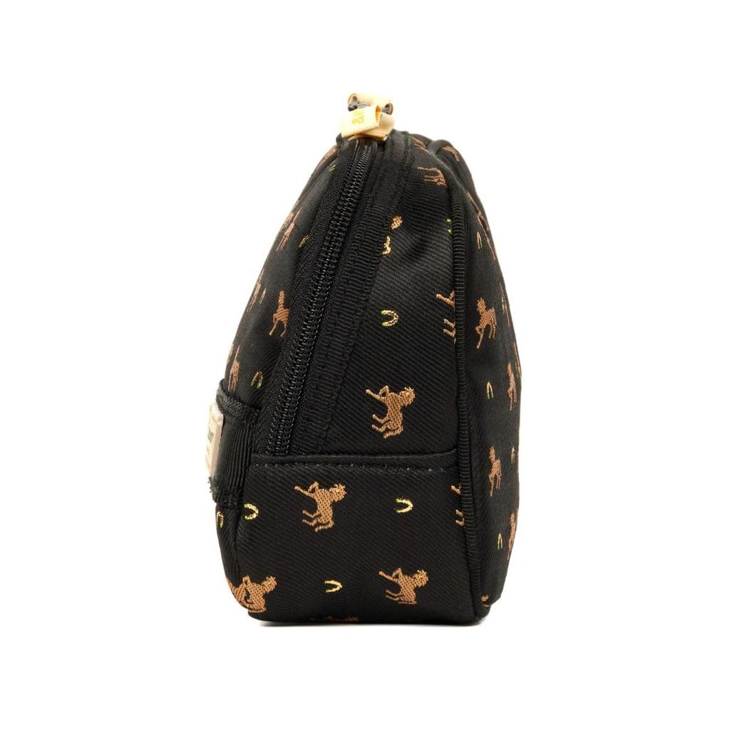 Artisan & Artist Brand Slope-Shaped Makeup Pouch, Pirouette, 3WP-PR110H, Horse Print, Black