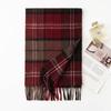 British Style Classic Red Plaid Cashmere Scarf for Women Cashmere Shawl Dual Purpose Warm Scarf