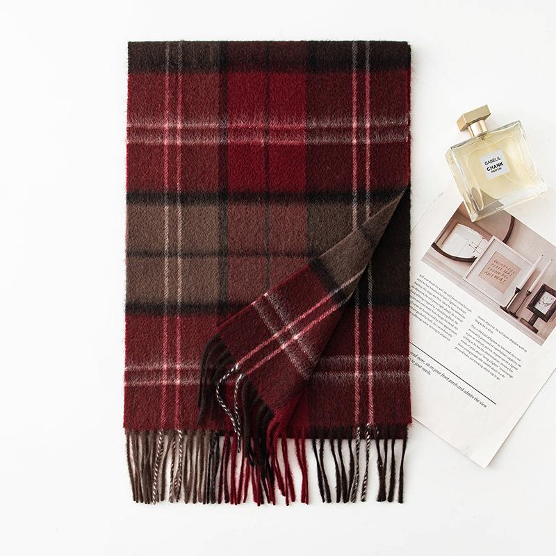 

British Style Classic Red Plaid Cashmere Scarf for Women Cashmere Shawl Dual Purpose Warm Scarf 180*30cm