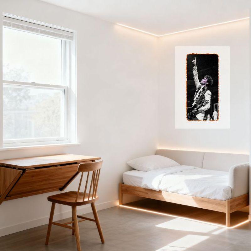 Black - White Musician Performing on Stage Metal Tin Sign, Vintage Concert Wall Plaque with Orange Border for Bar Cafe Home Man