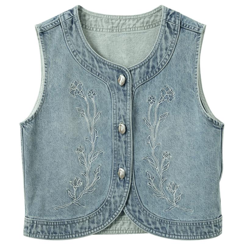 

Embroidered 100% Cotton Denim Vest S