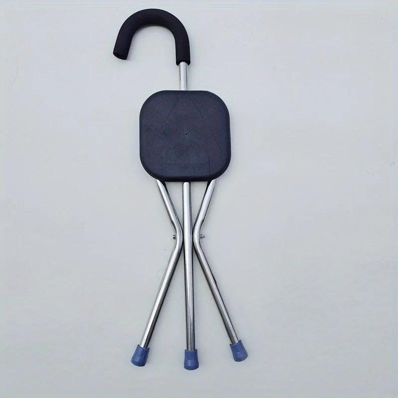 Adjustable Walking Stick with Seat - 3-Legged Folding Cane Stool for Elderly, Non-Slip & Portable Support, crutch chair, walkers