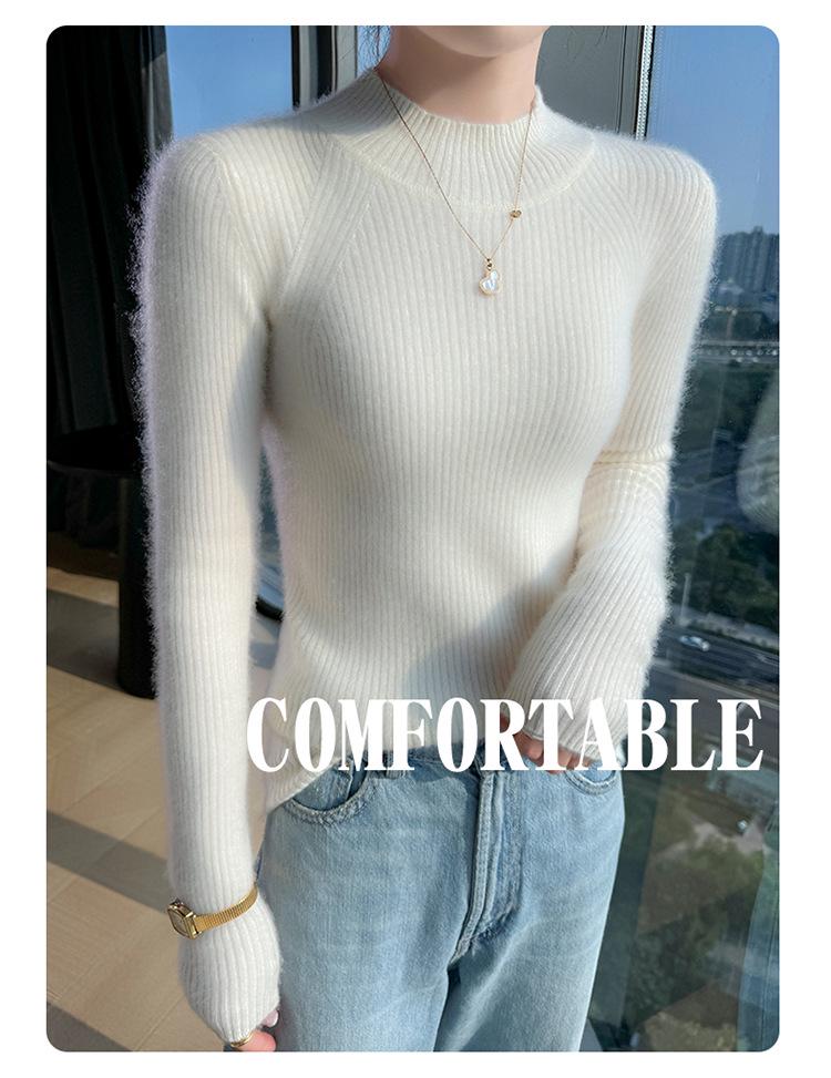 Women’s Versatile High-Neck Wool Sweater - 100% Pure Wool, Ideal Base Layer for Autumn/Winter 2026