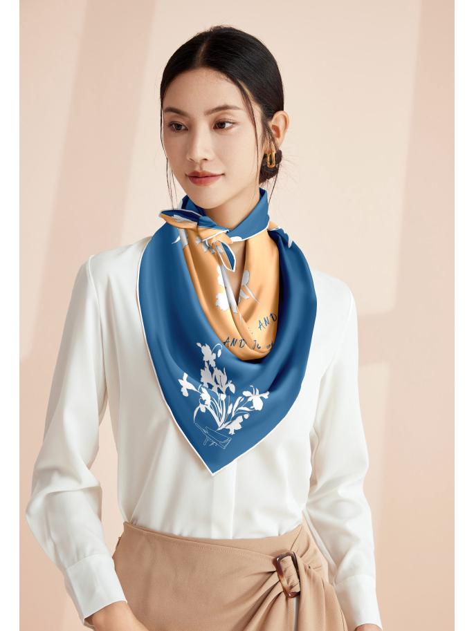 Women's 100% Mulberry Silk Scarf, 90cm Square, 14 Momme Shawl - Perfect Gift for Mother, Girlfriend, Birthday or Festival