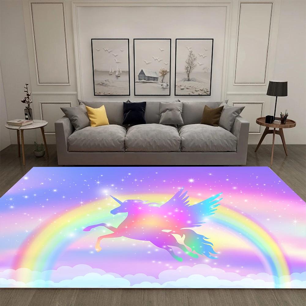 

Cartoon Child Unicorn 3D Carpets for Living Room Bedroom Area Rug Soft Mat Kids Room Play Crawling Floor Mats Home Decorations 40x60cm 16x24 inch