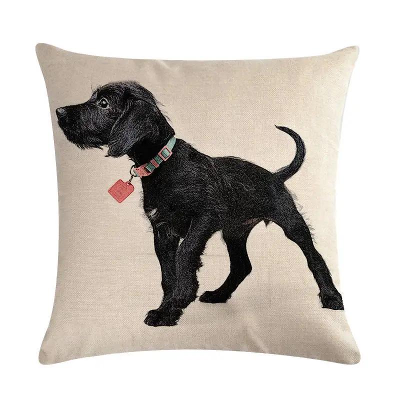 Cute Puppy Head Series Linen Pillow Case Seat Sofa Bedroom Cushion Cover Home Decoration Pillowcase 45*45Cm