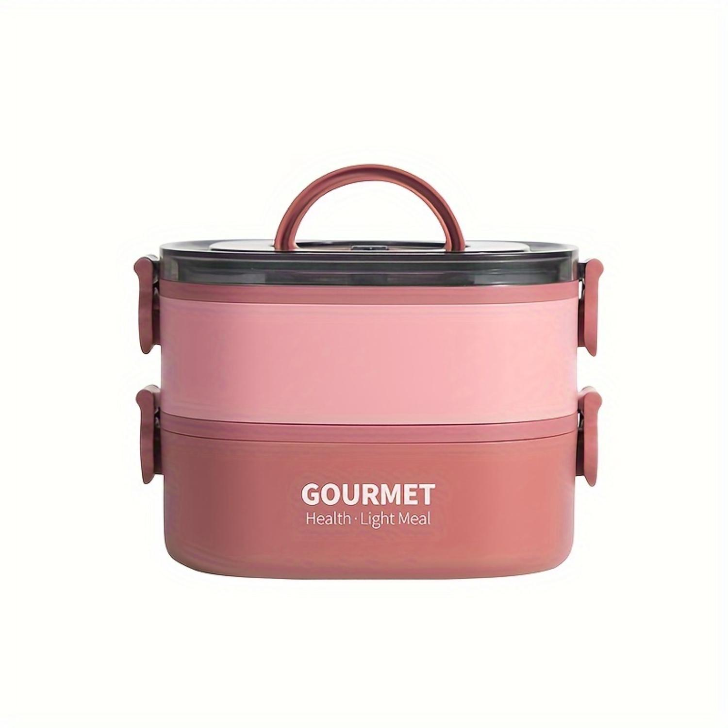 

Ланч-бокс бенто, штабелируемые 3-слойные контейнеры для еды, герметичный портативный ланч-бокс большой вместимости 94,68 унции, безопасный для микроволновой печи ланч-бокс бенто Фо Three Layers67.63oz розовый