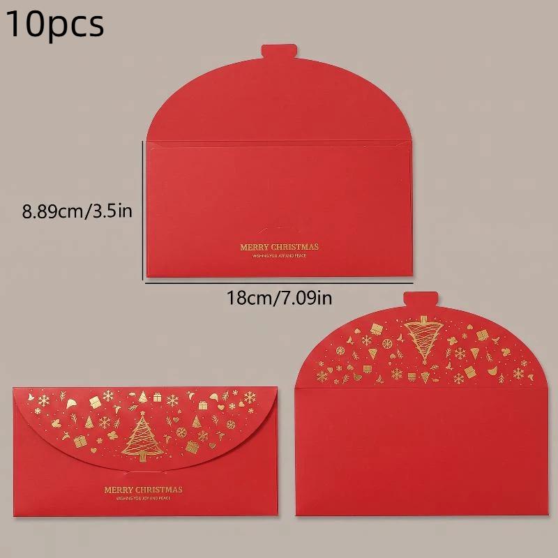 Golden Foil Christmas Money Envelopes Xmas Tree Snowflake Print Cash Gift Red Packets Holiday Gift Envelope For Christmas