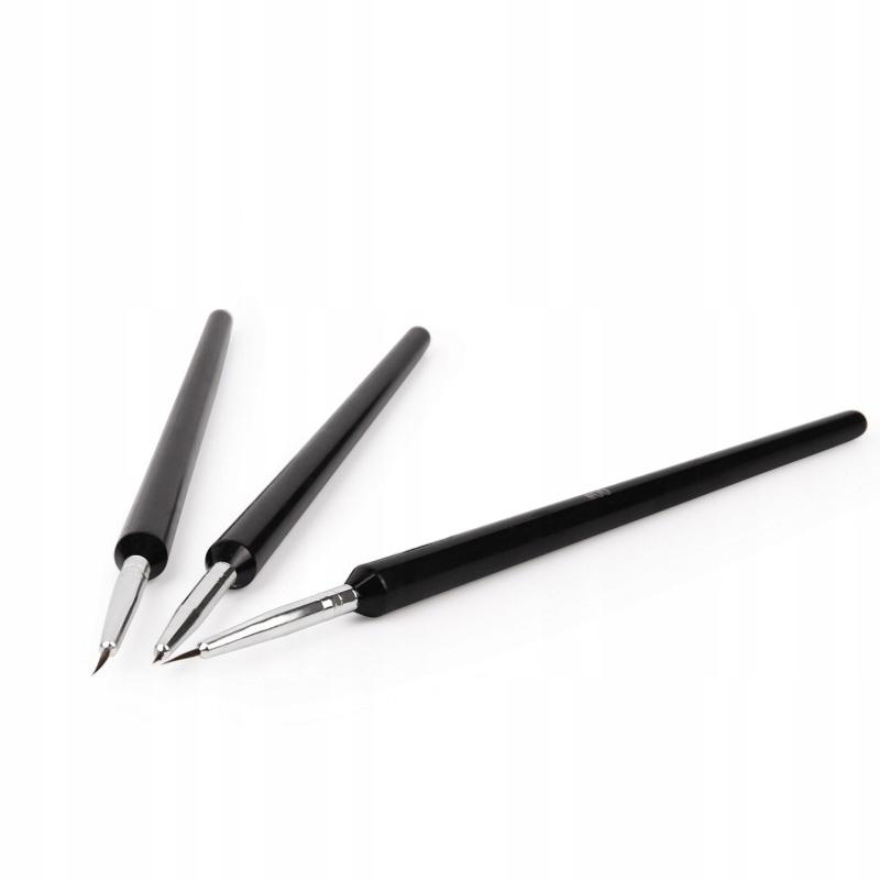 Rosfix Zestaw 3 Pędzelków do Zdobień – Idealna Precyzja | Do Manicure i Pedicure | Różne Rozmiary dla Wygody