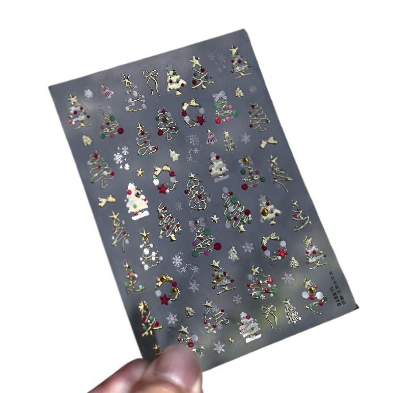 1/3pcs Christmas Nail Stickers Luxury Crystal Diamond Cartoon Tree Apple Back Glue Nail Art Stickers DIY 3D Nails Decorations
