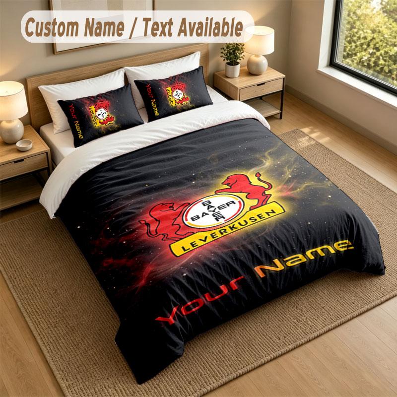 Bedding Set 1 Duvet Cover 2 Pillowcases Bayer Leverkusen Football Print Soft Bed Linen Bedroom Decor