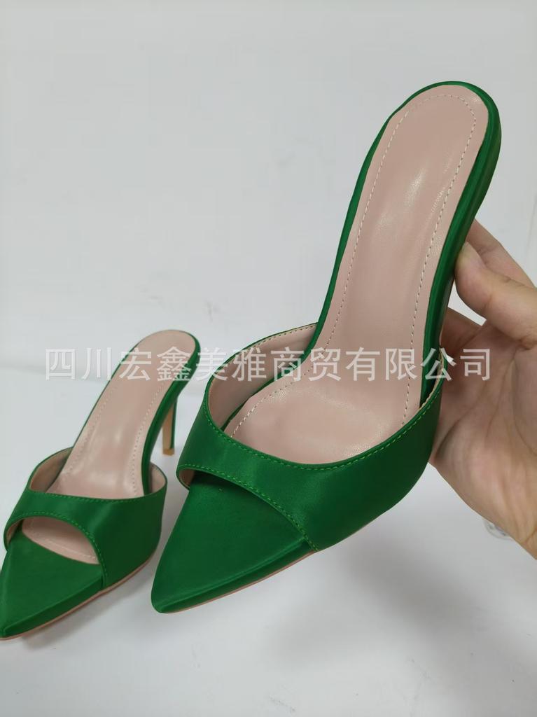 Pointed Women'S Shoes One-Word Stiletto Super High Heel Fashion Sexy Temperament Large Size Slippers