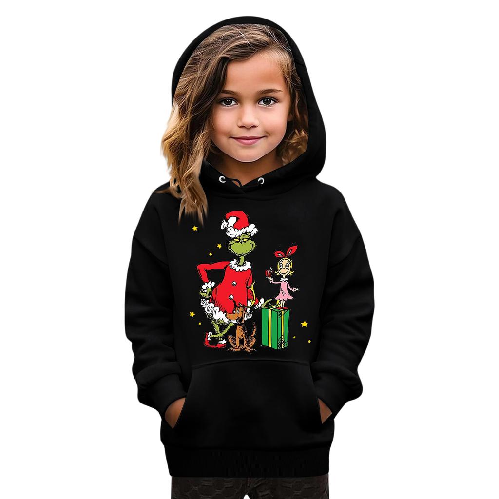 Bluza dziecięca świąteczna z długim rękawem, lekka, swobodna, luźna i wygodna, dziecięca bluza z kapturem