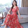 Summer Printed Short-sleeved Dress Foreign Style New Early Autumn Women's Clothing Temperament Popular Mother Slim Skirt