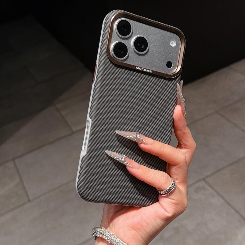 Case For iPhone 17 Pro Max Luxury Carbon Fiber Texture Leather Hybrid TPU Built-in Metal Plate Strong Magnetic Cover For iPhone 16 15 14 13 Pro Max