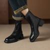 Krazing Pot Microfiber Round Toe Chunky Heels Motorcycle Boots Size 42 Zip Women Pleated Decoration Platform Ankle Boots
