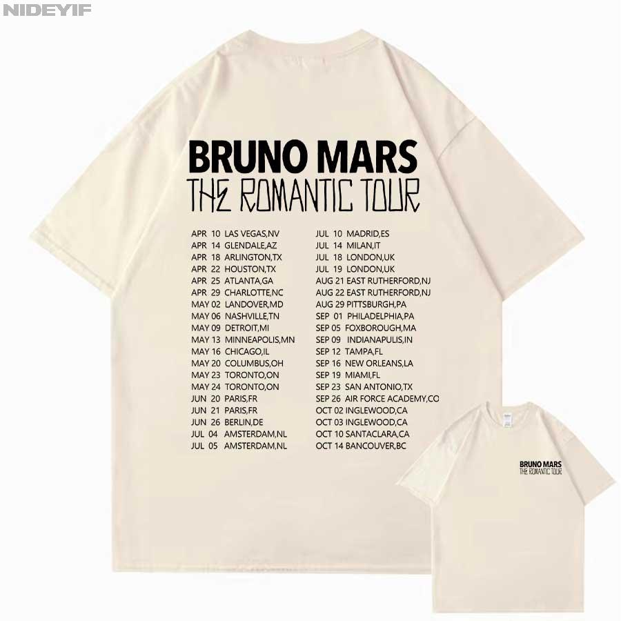 Bruno Mars The RoUnisextic Tour T Shirt for Unisex Women Hiphop Streetwear Oversized Tops 100 Cotton TShirt BM3