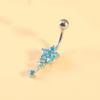 Stainless Steel Zircon Navel Ring Colorful Piercing Flower Pendants Belly Button Ring Rhinestone Punk Body Piercing Jewelry