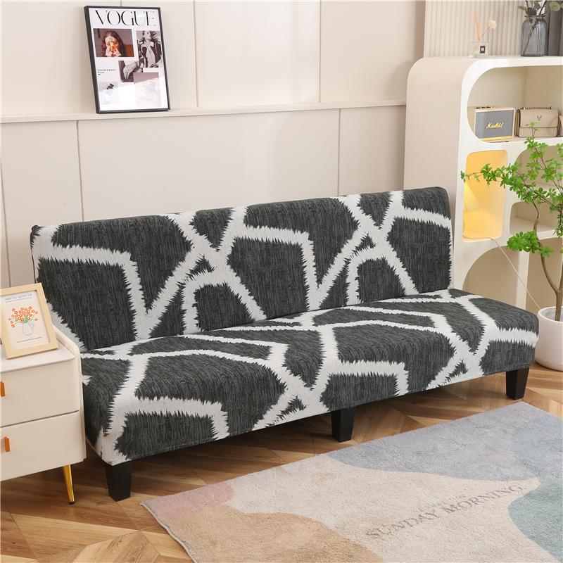 Stretch Futon Slipcover Armless Sofa Cover Furniture Protector Without Armrests Slipcover Soft with Elastic Bottom for Kids